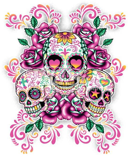 Decorative Sugar Skulls Floral Pattern