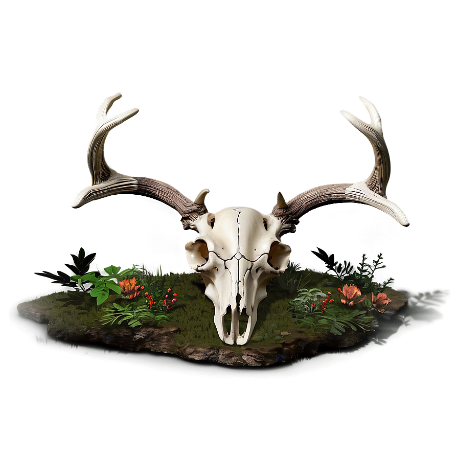 Deer Skull In Forest Scene Png Aly