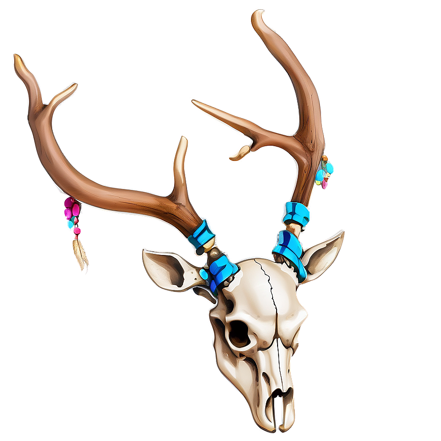 Deer Skull With Headdress Png 06132024