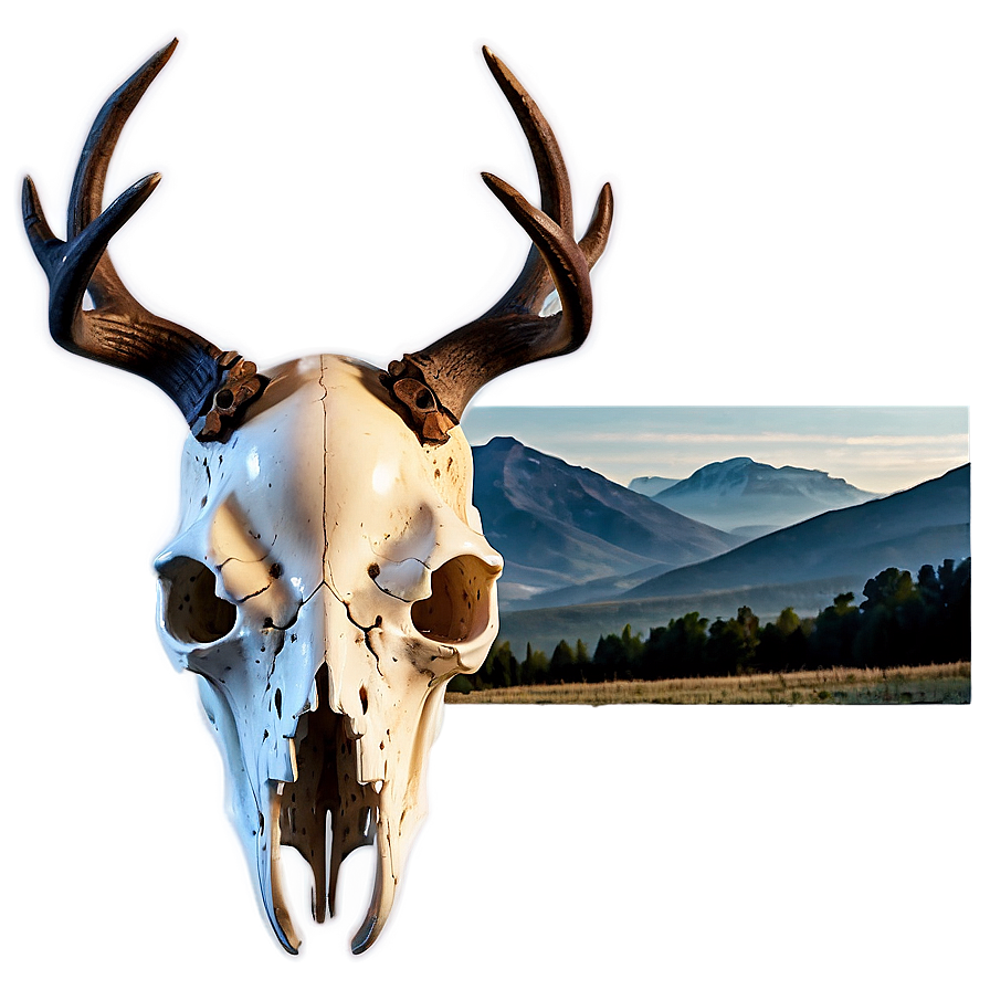 Deer Skull With Mountain Landscape Png 06132024