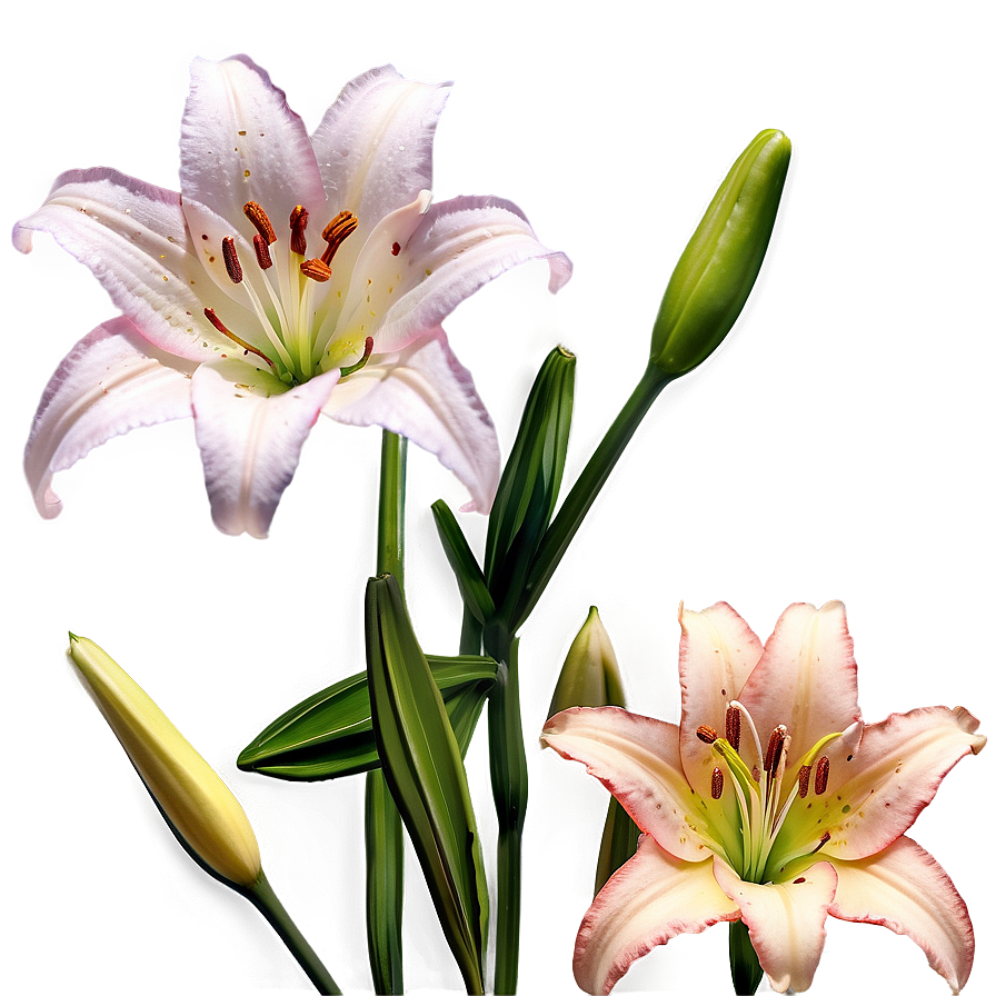 Delicate Lilies Close-up Png 9