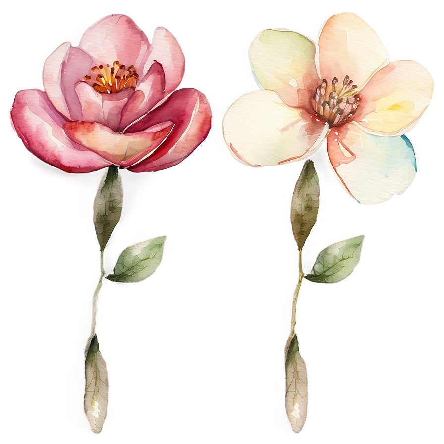 Delicate Watercolor Florals Png 5