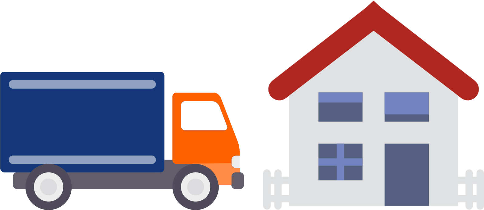 Delivery Truck Outside House