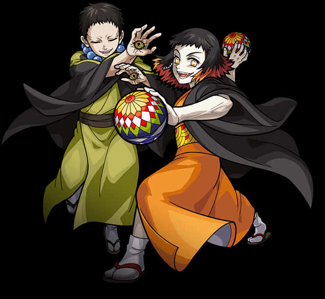 Demon Slayer Twins Manipulating Temari Balls