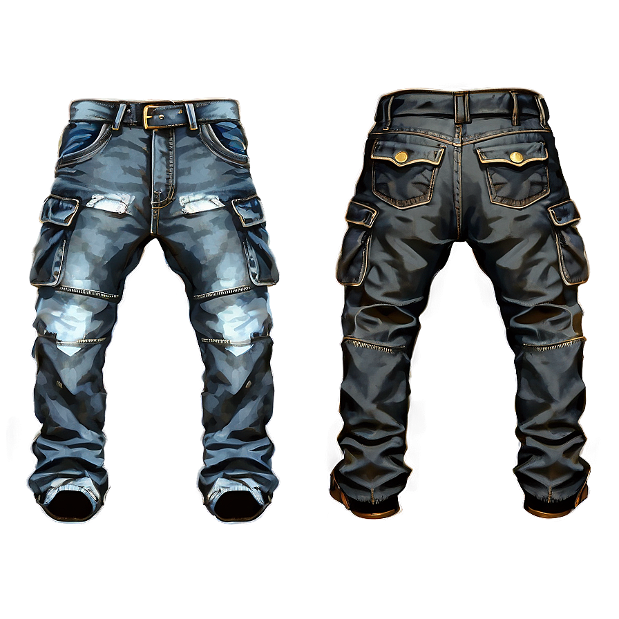 Denim Cargo Pants Png 06132024