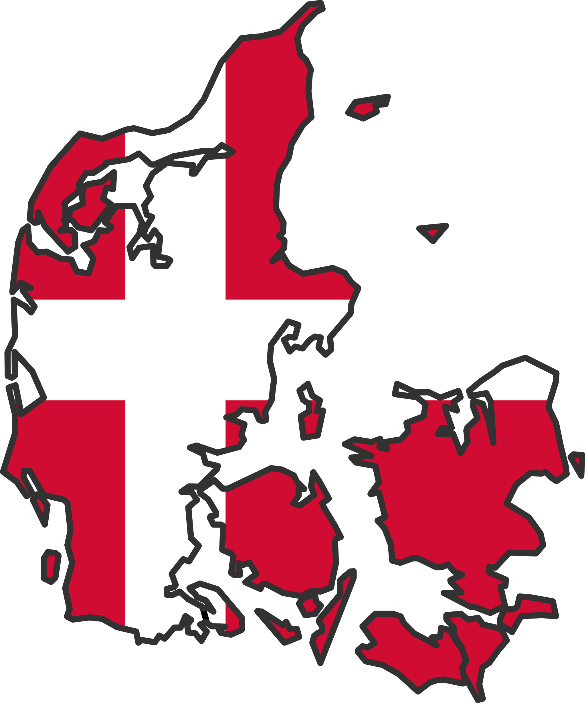 Denmark Flag Map Outline