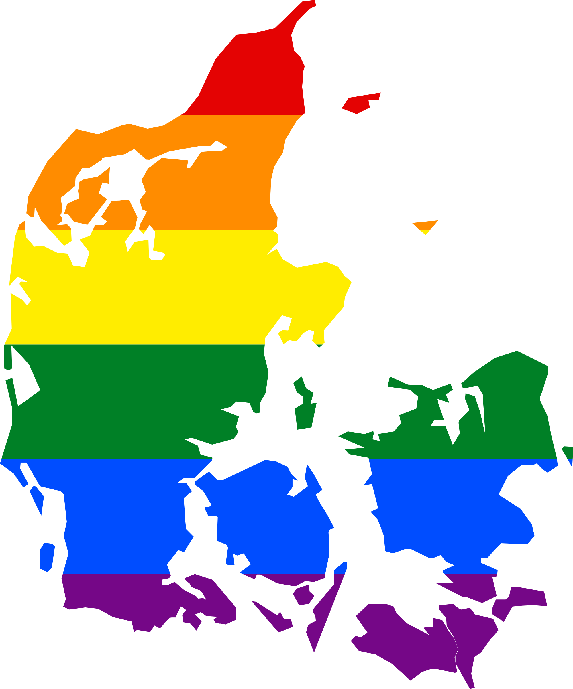 Denmark Map Rainbow Colors