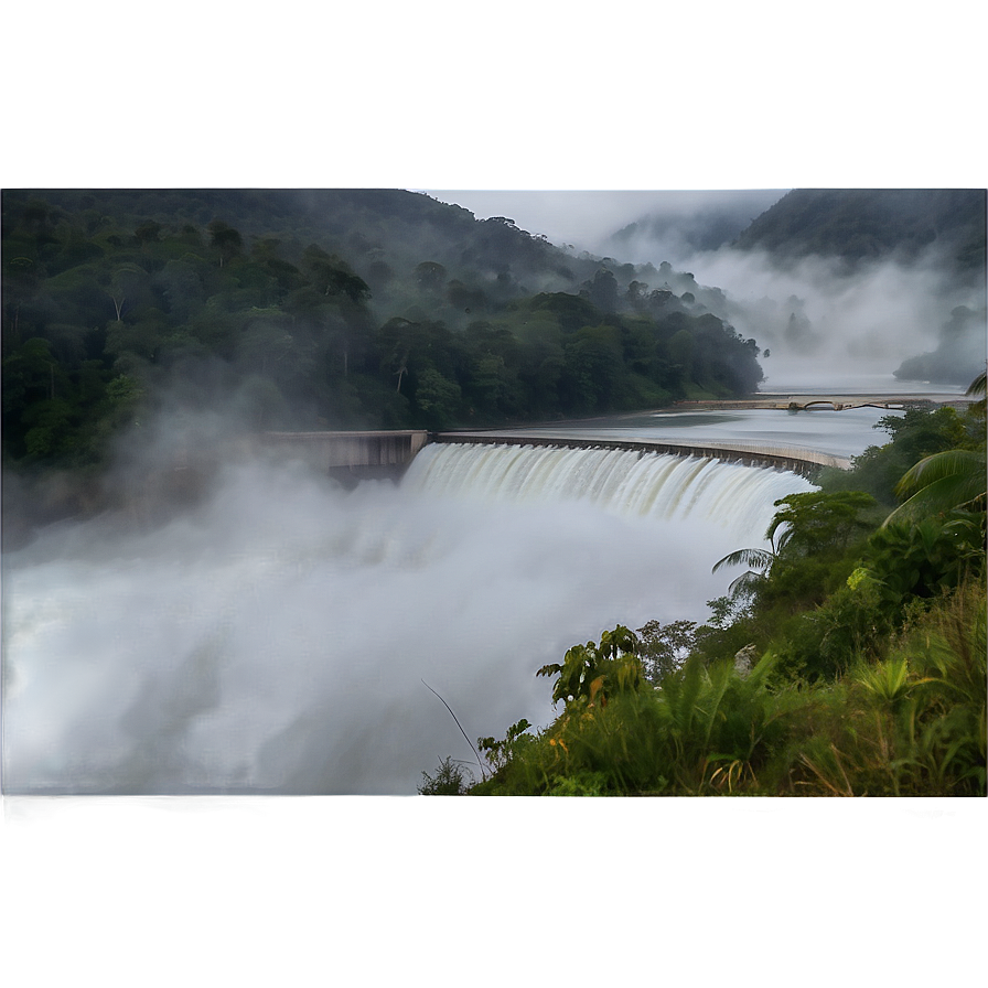 Dense Fog Over Mountain Dam Png Tgf65