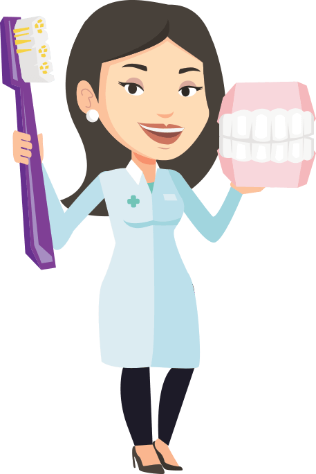 Dentist Cartoon Holding Toothbrushand Teeth Model.png