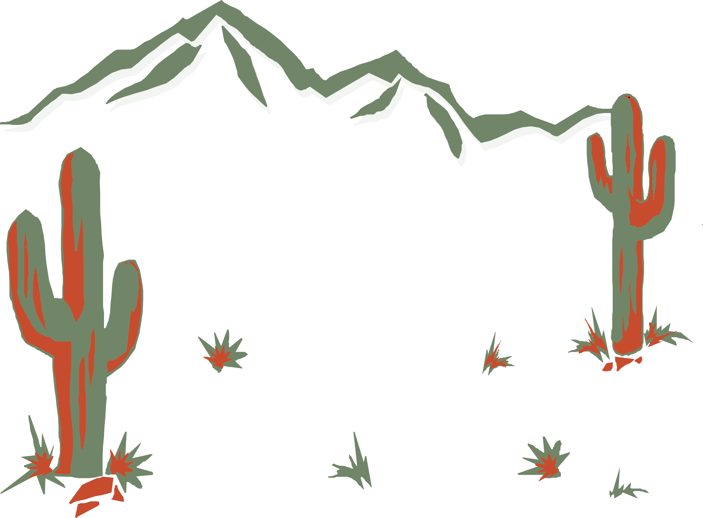 Desert Mountain Silhouettewith Cacti