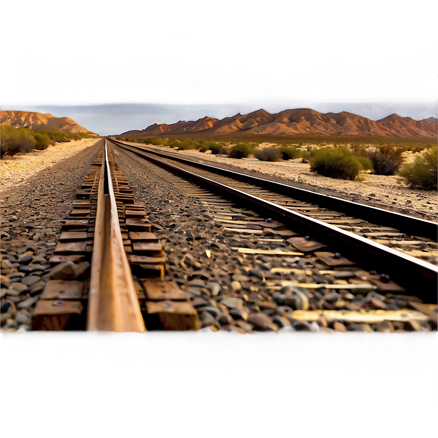 Desert Railroad Tracks Sunset Png Sda