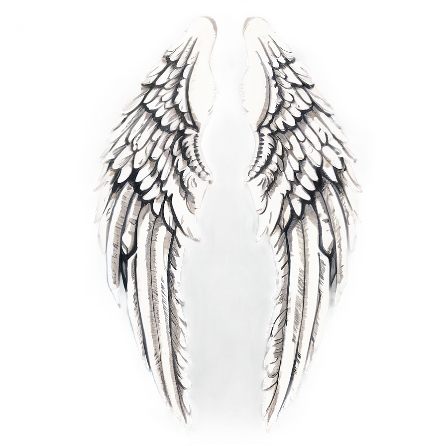 Detailed Angel Wings Sketch Png Dki