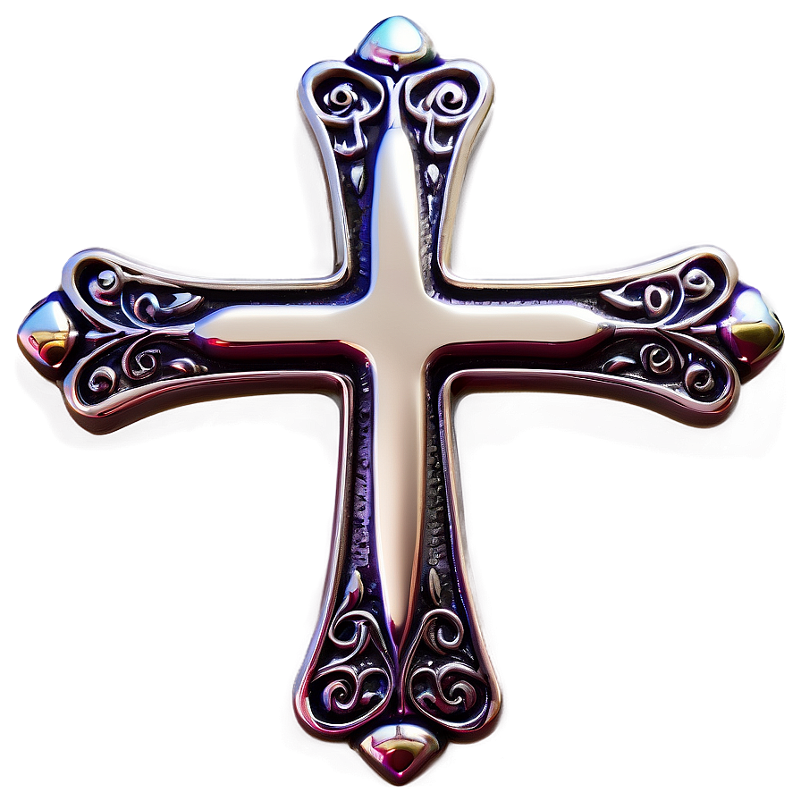 Detailed Chrome Heart Cross Motif Png 06132024