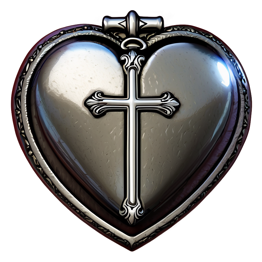 Detailed Chrome Heart Cross Motif Png Nxy42