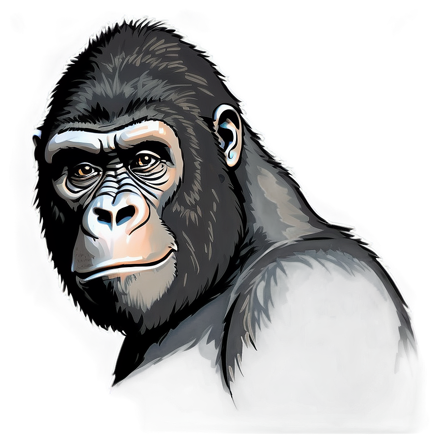 Detailed Gorilla Drawing Png 47