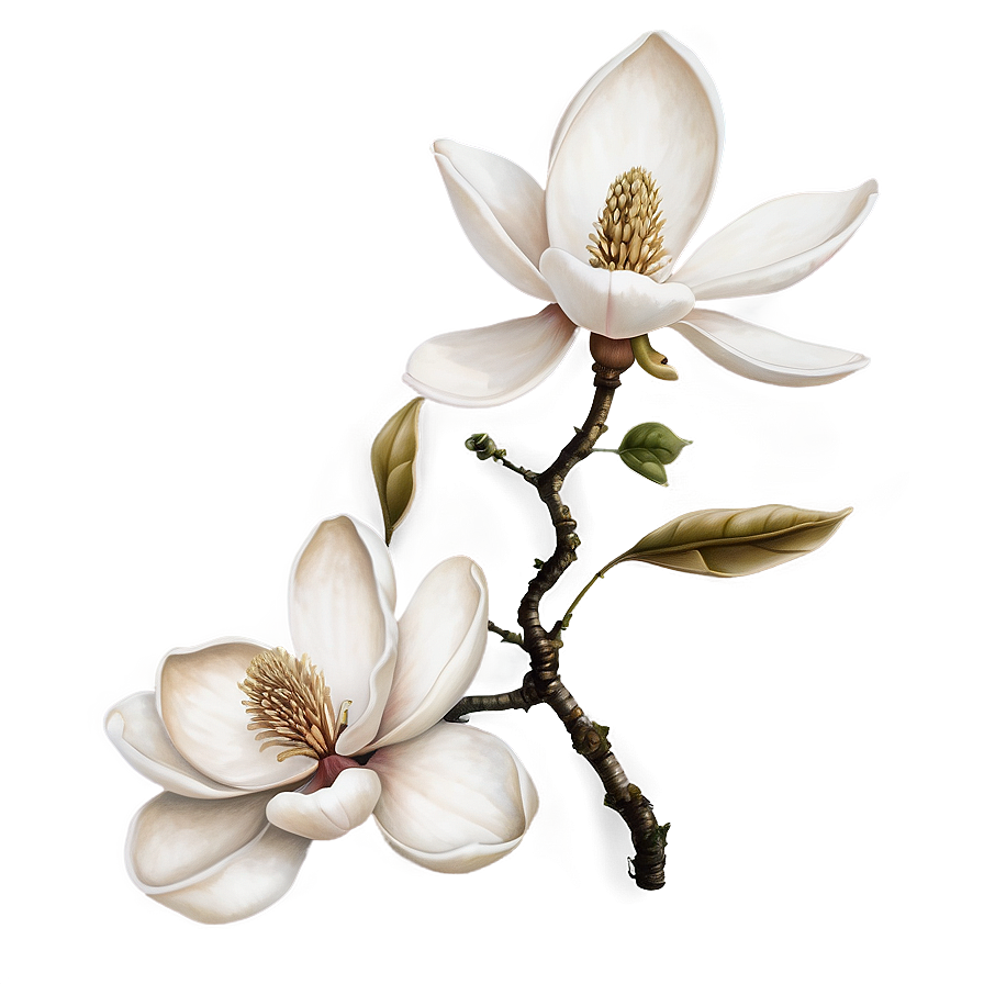 Detailed Magnolia Flower Drawing Png Vje