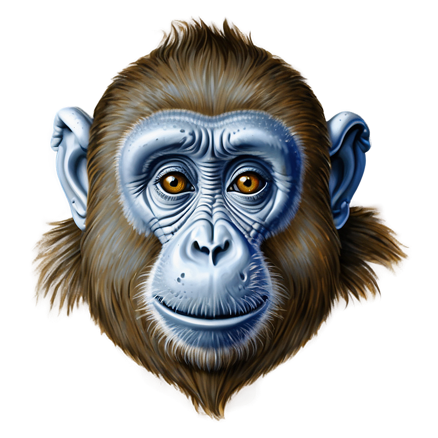 Detailed Monkey Face Drawing Png Kfh