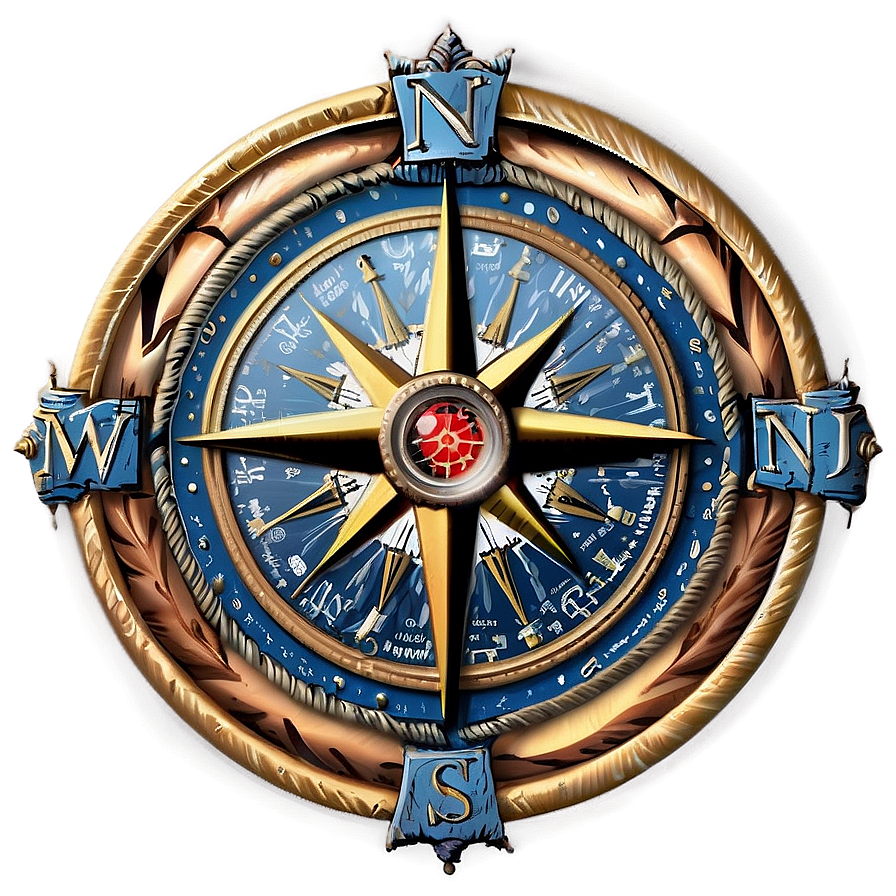 Detailed Nautical Compass Rose Png 05252024