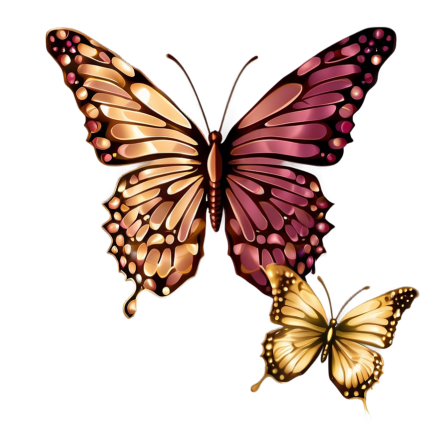 Detailed Rose Gold Butterfly Png 06282024