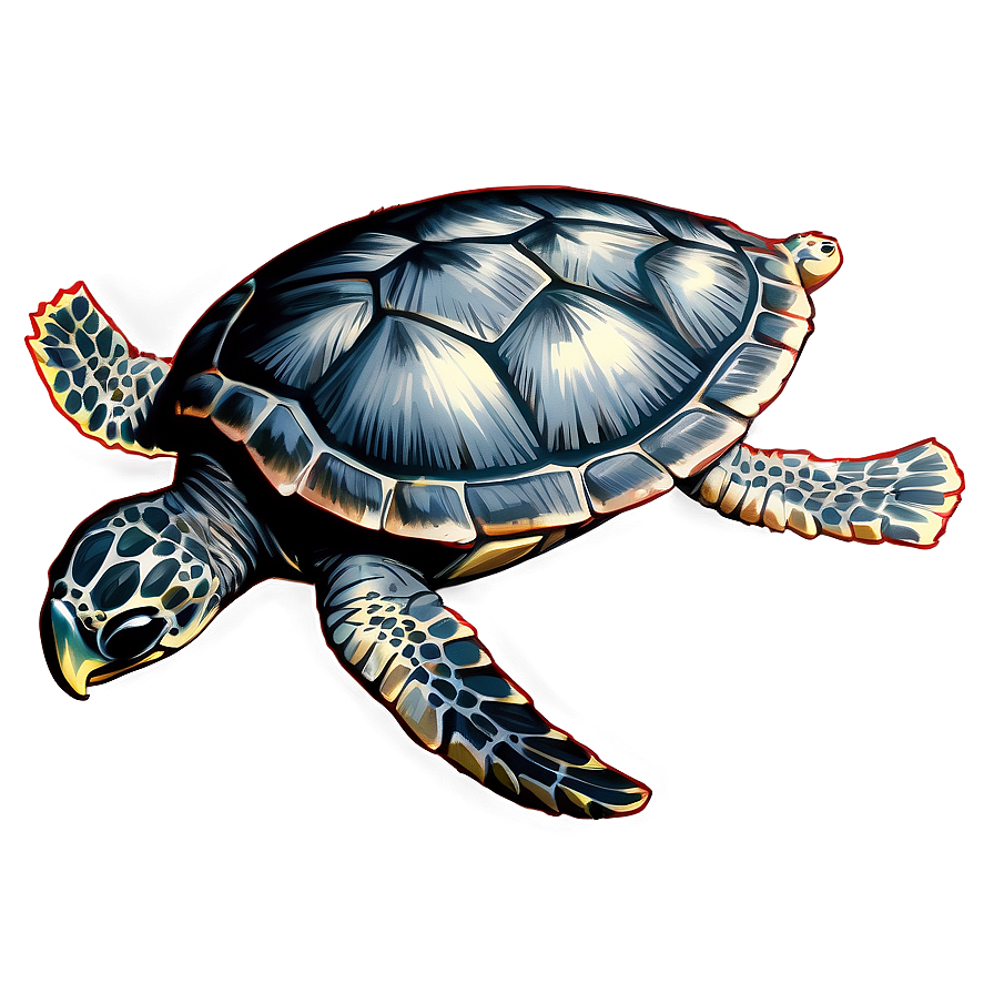 Detailed Sea Turtle Sketch Png Gwh97