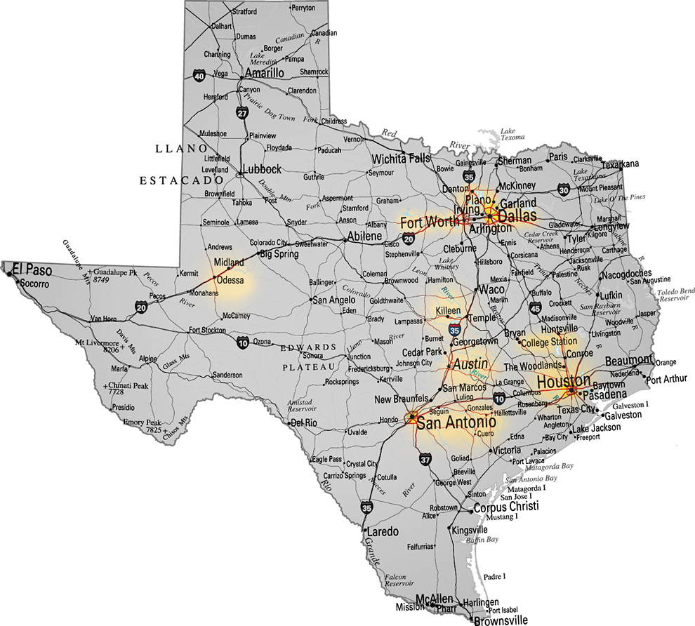 Detailed Texas Mapwith Citiesand Towns