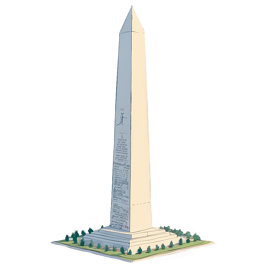 Detailed Washington Monument Sketch Png Sek64