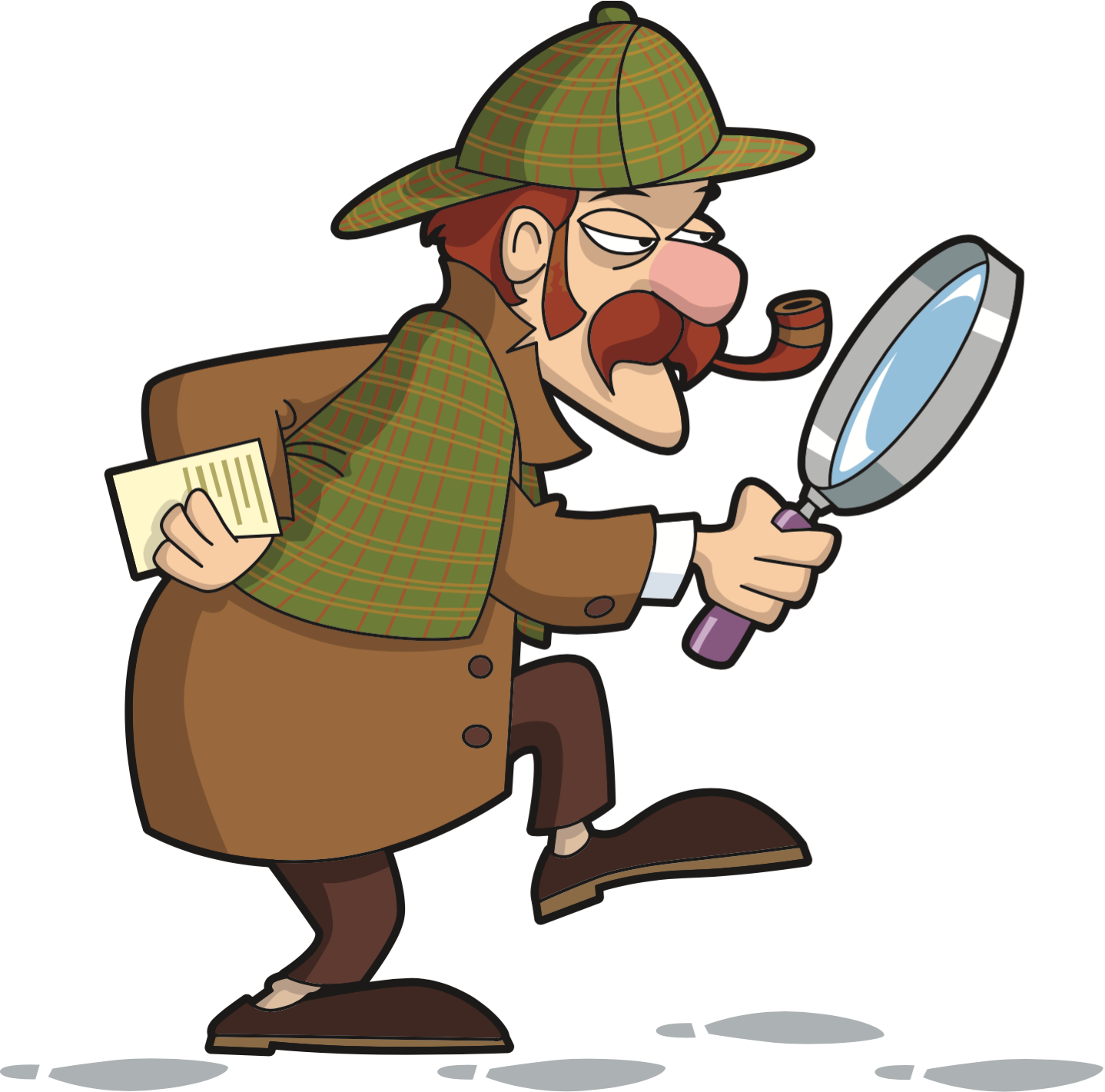 Detective Cartoon Characterwith Magnifying Glass