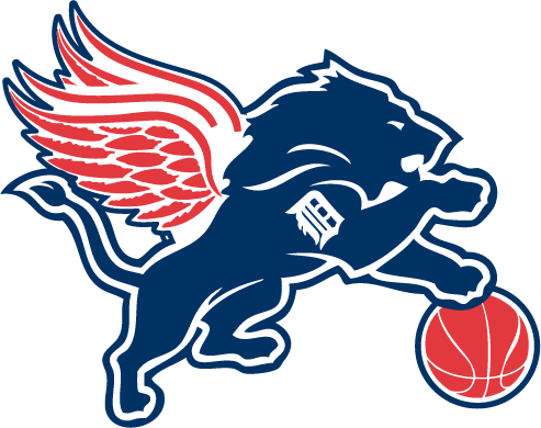 Detroit Lions Basketball Mashup Logo