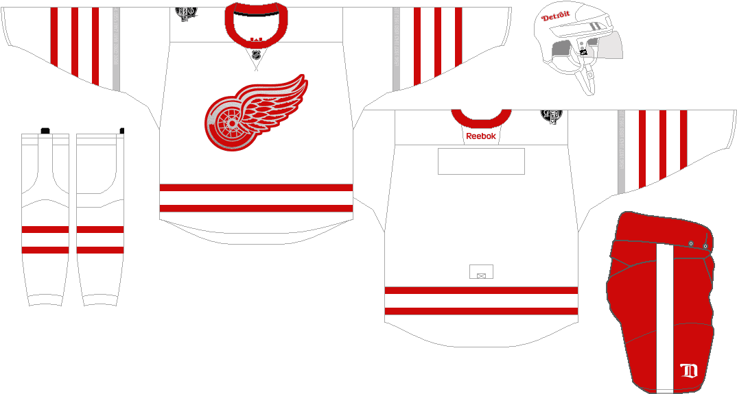 Detroit Red Wings Hockey Uniform Layout