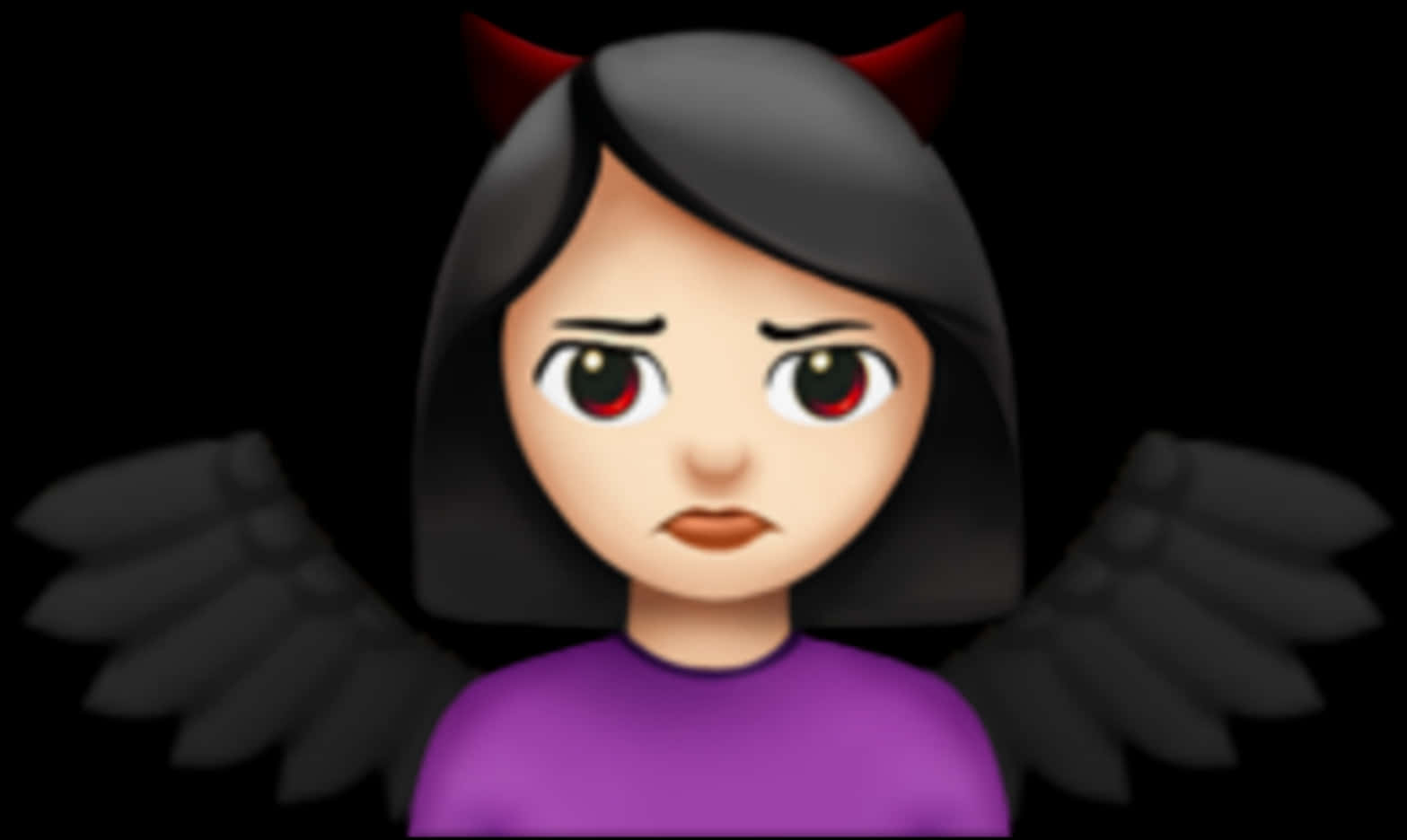 Devil Horned Emoji Girl With Wings