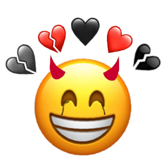 Devilish Grin Emojiwith Hearts