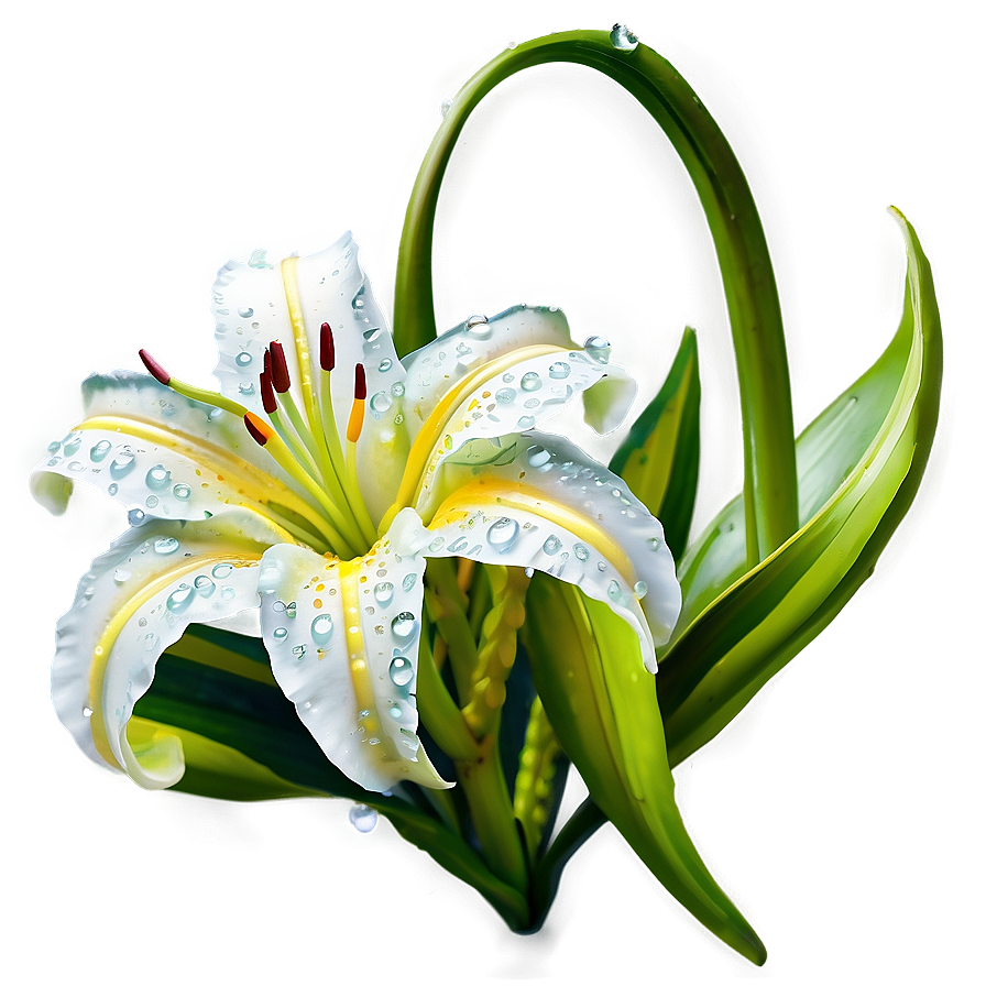 Dew On Lily Flower Png 23