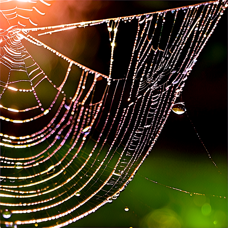 Dewy Spider Web Morning Light