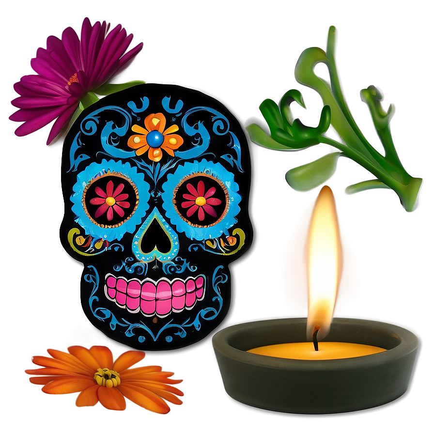 Dia De Los Muertos Candle Arrangements Png Sub