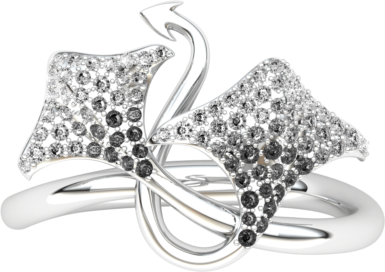 Diamond Butterfly Ring Silver