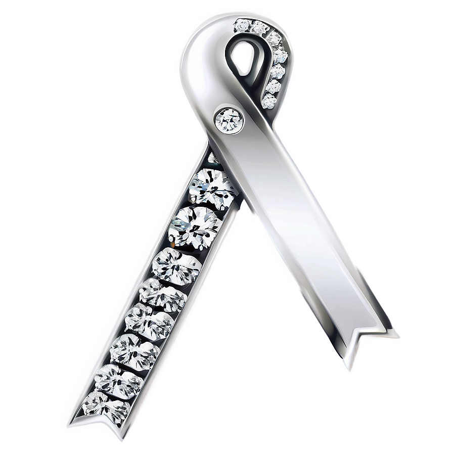 Diamond White Ribbon Charm Png Qye