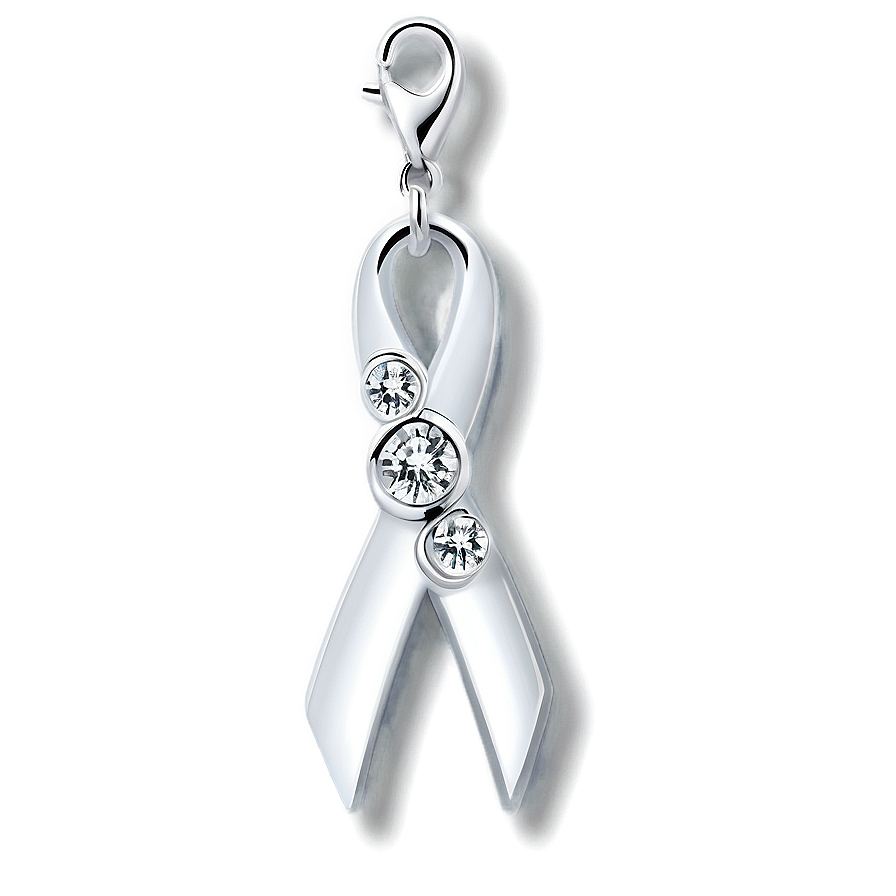 Diamond White Ribbon Charm Png Uyg11