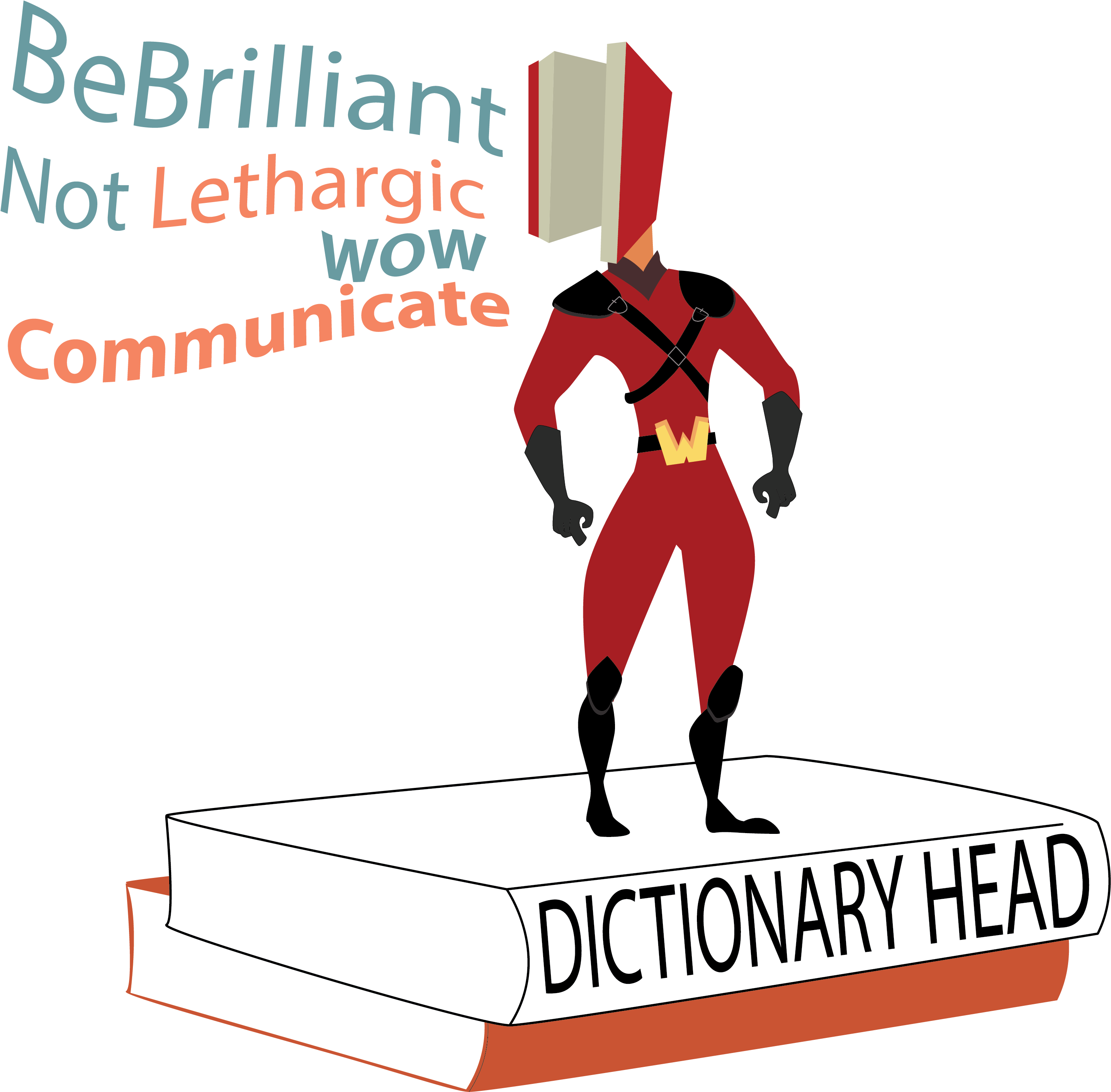 Dictionary Superhero Standing On Book