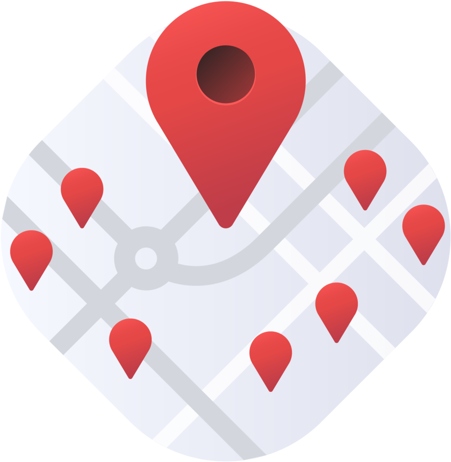 Digital Map Location Pins Graphic