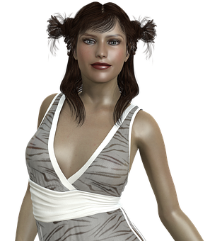 Digital Portraitofa Womanin White Dress