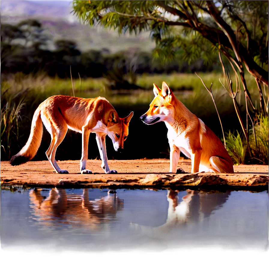 Dingo Waterhole Scene Png Eat