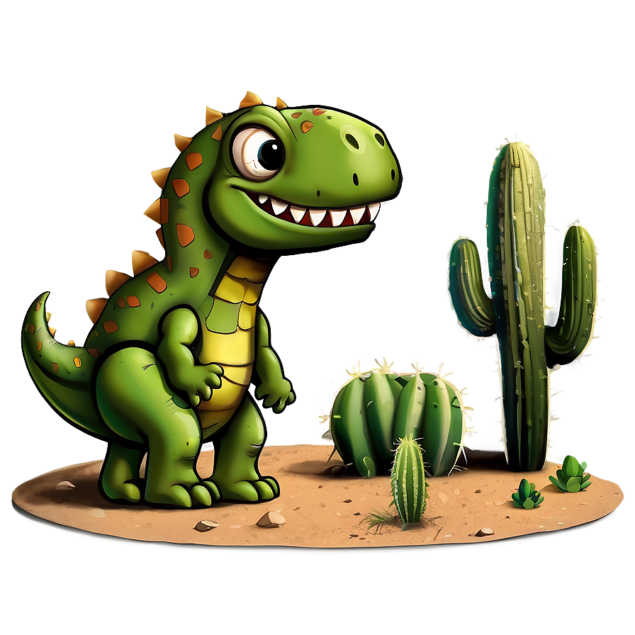 Dino And Cactus Desert Png Vhp