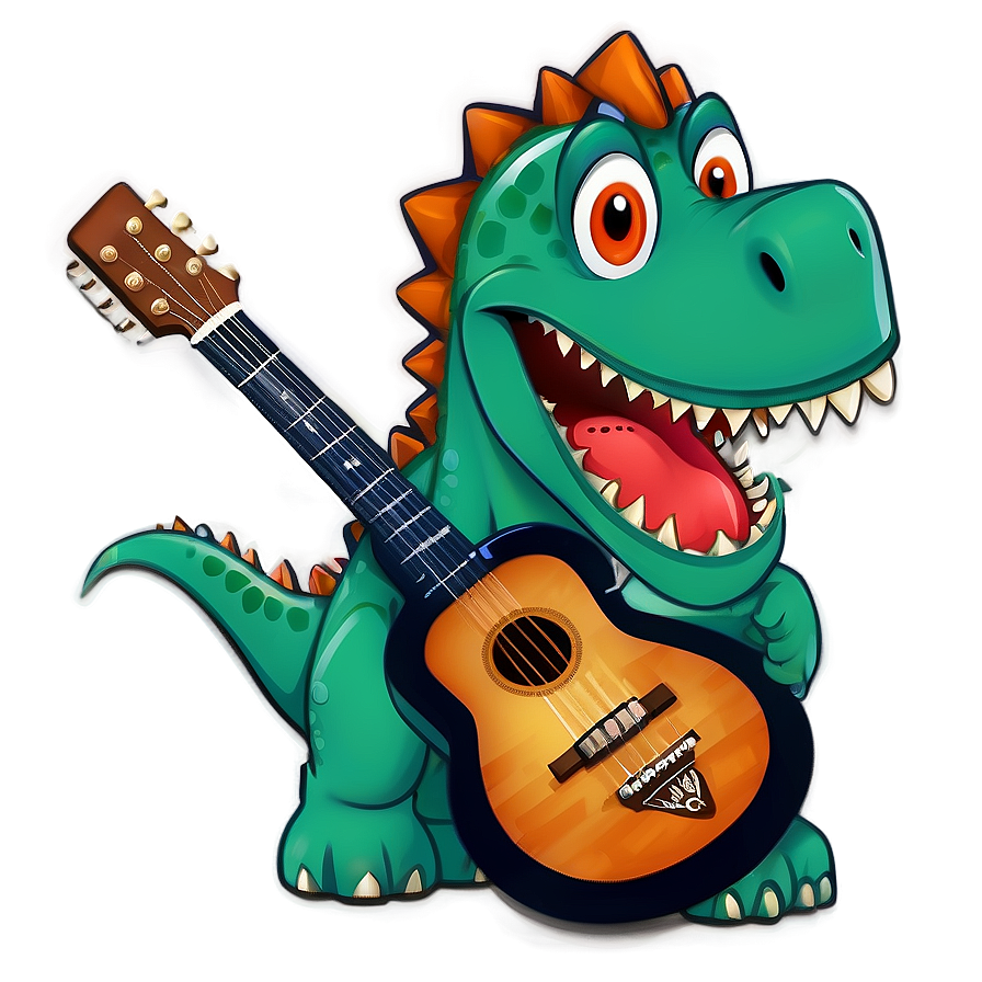 Dino Playing Guitar Png Mvu