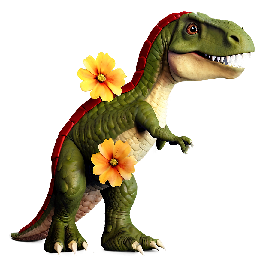 Dino With Flowers Png 06122024