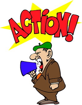 Director Shouting Action Cartoon