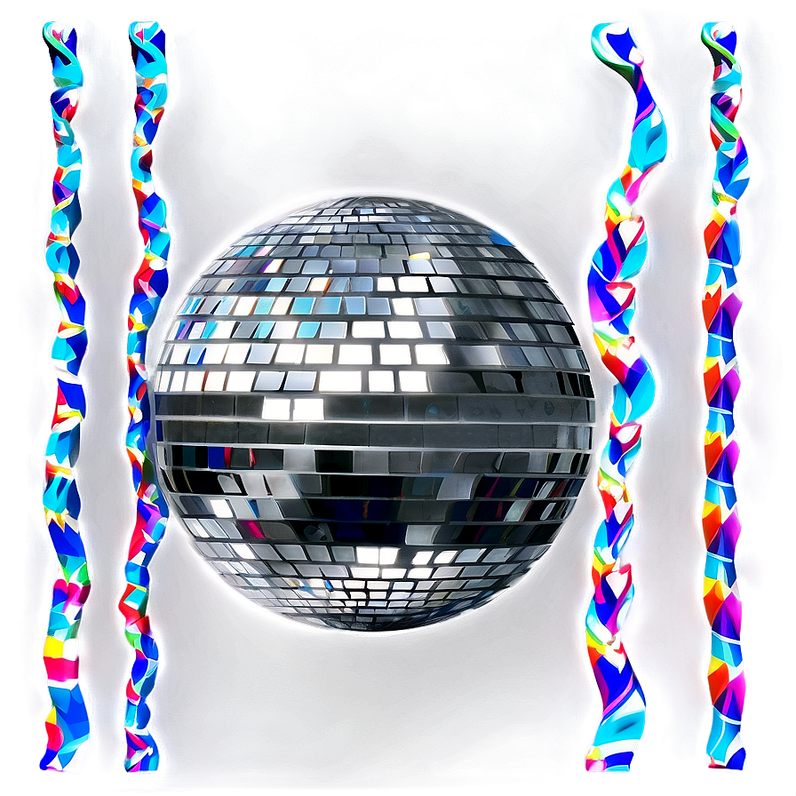 Disco Ball Surroundedby Colorful Lights