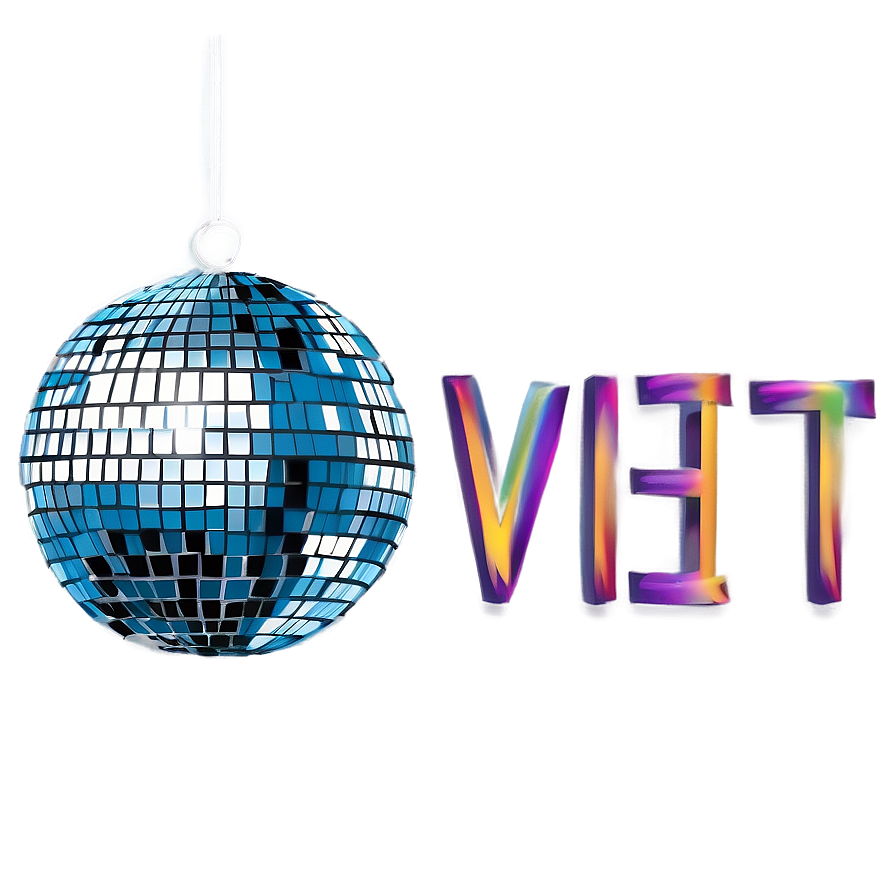 Disco Ball With Colorful Text