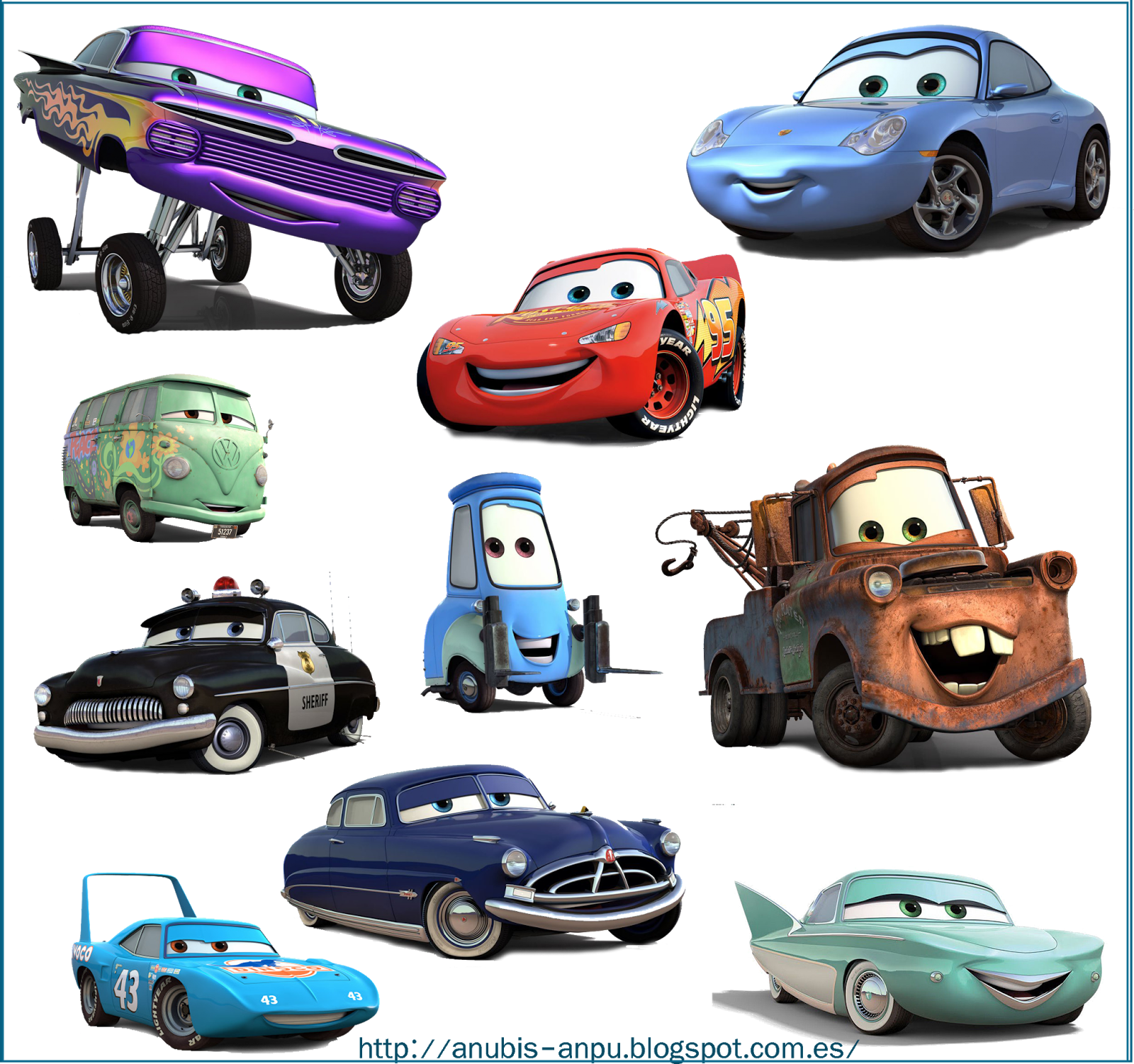 Disney Cars Character Collage