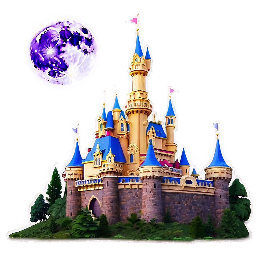 Disney Castle Full Moon Background Png 36