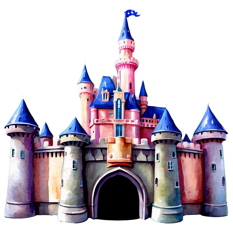 Disney Castle Watercolor Painting Png 36